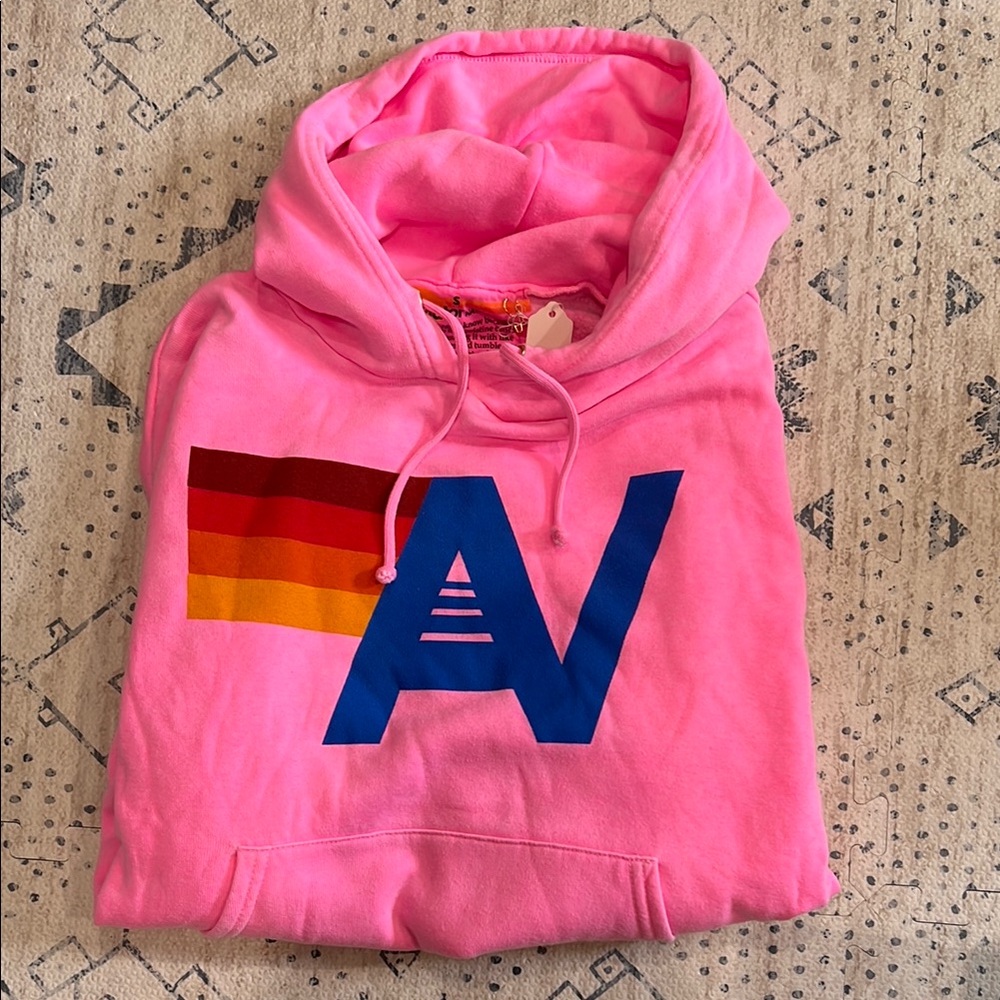 Aviator Nation LOGO PULLOVER RELAXED HOODIE -
NEON PINK - NWT